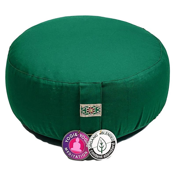 Coussin de méditation Vert foncé coton BIO (OCS) -- 33x17cm； ±2300g