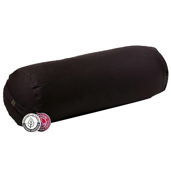 Coussin cylindrique noir coton BIO (OCS) -- 60x16cm； ±2300 g