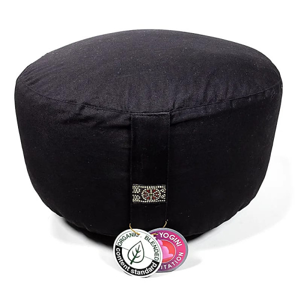 Coussin méditation XL noir coton BIO (OCS) -- 36x22cm； ±3290g