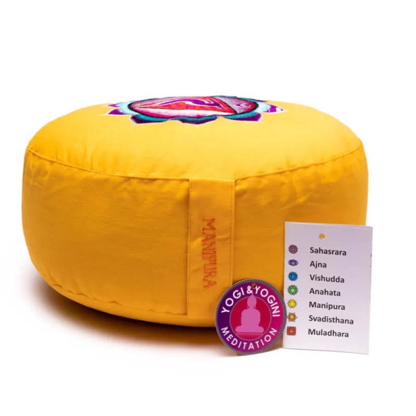 Coussin 3è Chakra Manipura brodé -- 33x17 cm