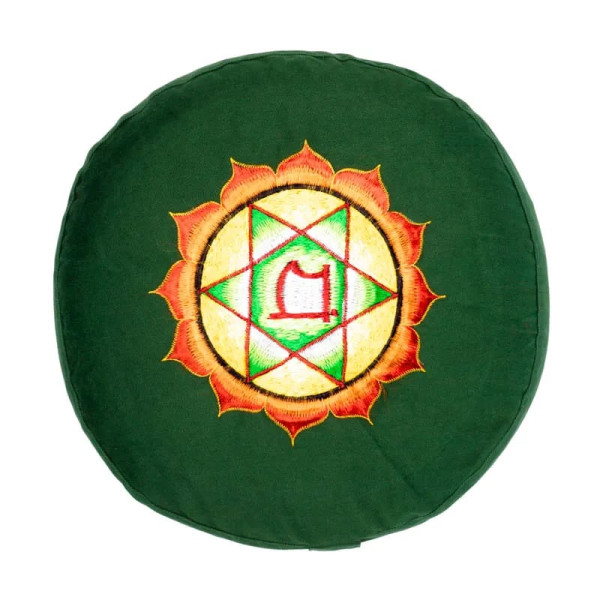 Coussin 4è Chakra Anahata brodé -- 33x17 cm