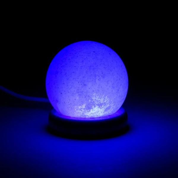 Mini lampe sphère sel blanche USB + LED -- 450 g； 9 cm