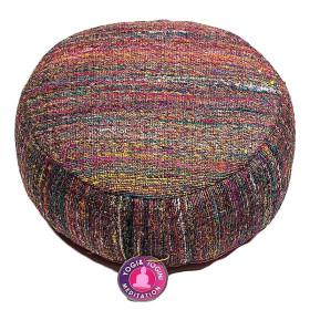 Coussin méditation Soie grège multicolore fine -- 33x17 cm