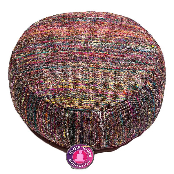 Coussin méditation Soie grège multicolore fine -- 33x17 cm