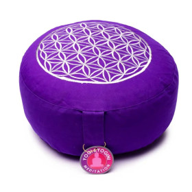 Coussin de méditation Fleur de vie lilas et or -- 33x17 cm