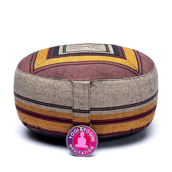 Coussin de méditation gris/jaune -- 33x17 cm