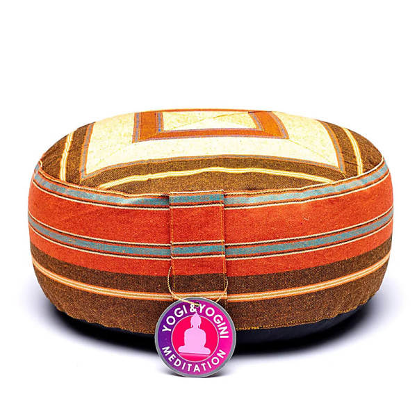 Coussin de méditation crème/orange -- 33x17 cm