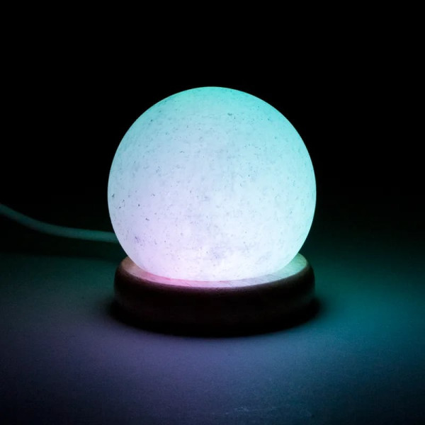 Mini lampe sphère sel blanche USB + LED -- 450 g； 9 cm