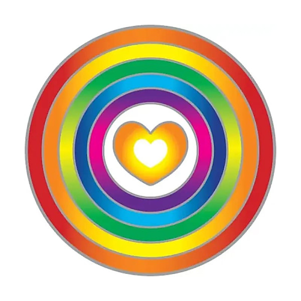 Adhésif fenêtre Coeur Arc-en-Ciel -- 14cm