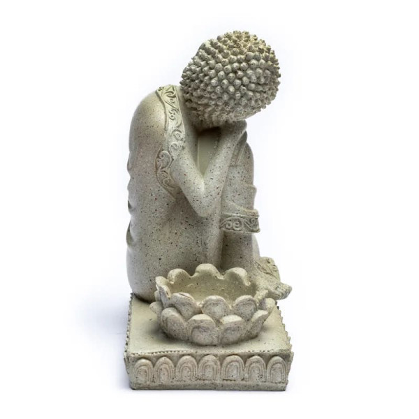 Bouddha avec bougeoir gris -- 394 g； 17.5 cm