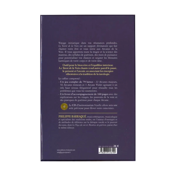 Le tarot de la voix : Pouvoirs du chant guérisseur. Contient 1 livre, 79 cartes (1CD audio)
