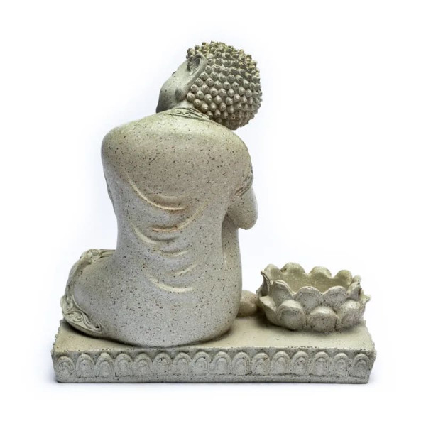 Bouddha avec bougeoir gris -- 394 g； 17.5 cm