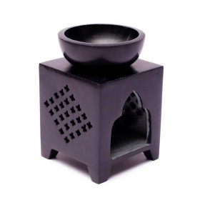 Brûle-Parfum en pierre à savon Fleur de Vie -- 11 cm