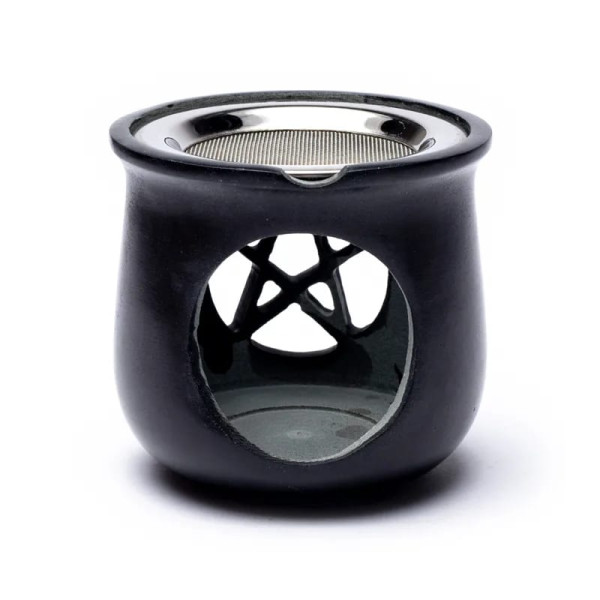 Brûle encens Pentacle en pierre à savon noir -- 8.5x9 cm