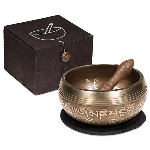 Bol chantant Om SET cadeau noir -- 300 g； 10 cm