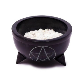 Bol d'encens Pentacle pierre à savon+pierres -- 10x6cm