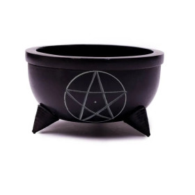 Bol d'encens Pentacle pierre à savon+pierres -- 10x6cm