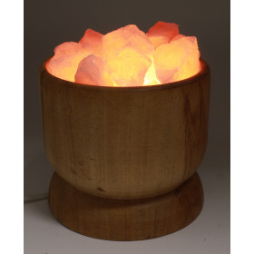 Lampe de Sel Himalaya Bol Bois & Cristaux 3.5KG