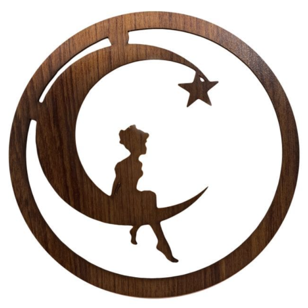 Panneau en bois Lune Étoile