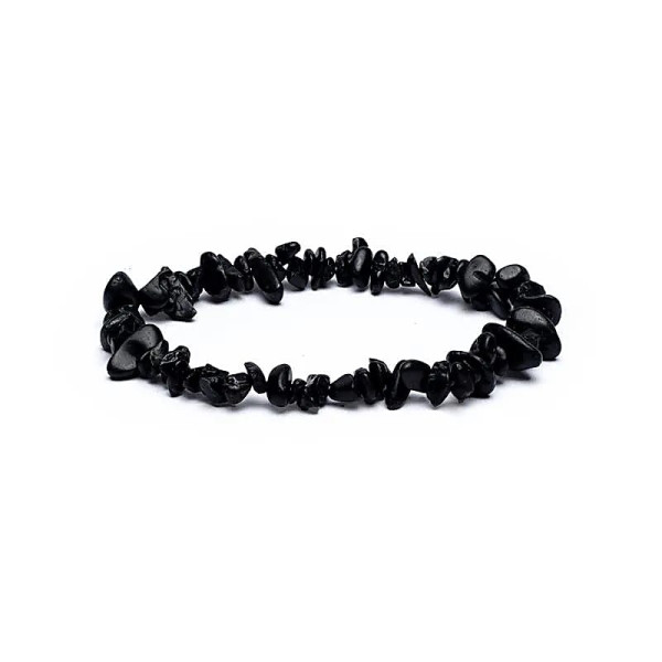 Bracelet Chips Tourmaline noire élastique -- ±0.7 cm
