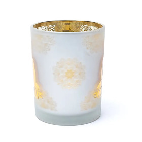 Photophore givré/métallique Bouddha -- 10x12,5 cm