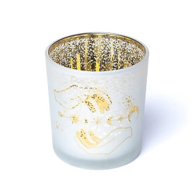 Bougeoir mains spirituelles givrées/métalliques -- 7,3x8 cm