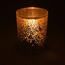 Bougeoir mains spirituelles givrées/métalliques -- 10x12,5 cm