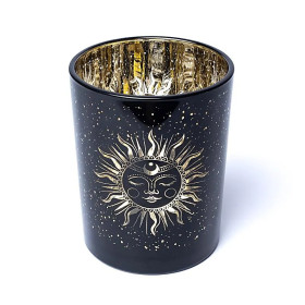 Bougeoir lune et soleil endormis -- 10x12,5 cm