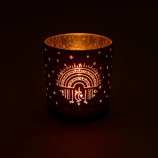 Photophore métallique Arc-en-ciel -- 7,3x8 cm