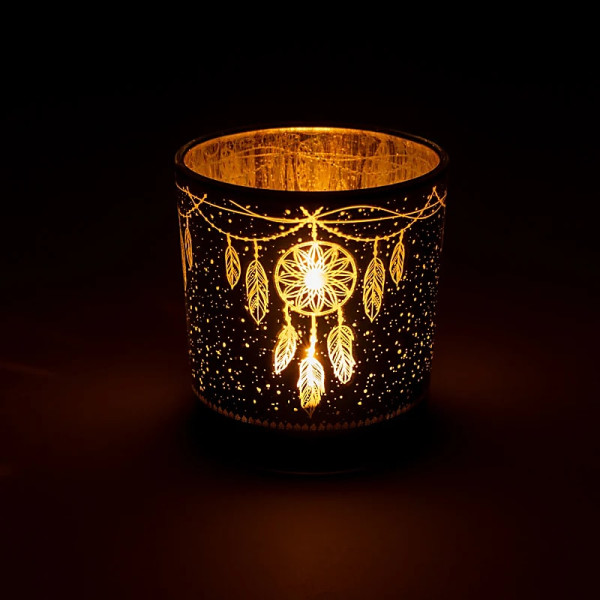 Photophore métallique Attrape-rêves -- 7,3x8 cm