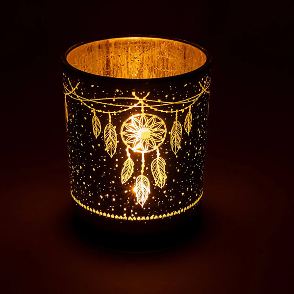 Photophore métallique Attrape-rêves -- 10x12,5 cm