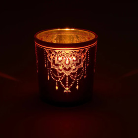 Photophore métallique Mandala -- 7,3x8 cm