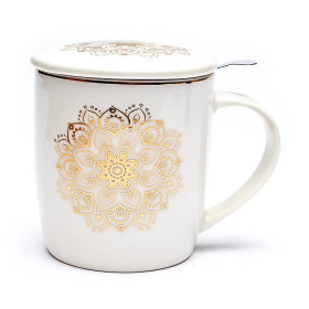 Tasse Infuseur à Thé Mandala blanc --  ±400 ml