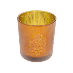 Photophore givré/métallique Ganesha -- 7,3x8 cm