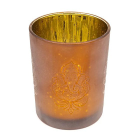 Photophore givré/métallique Ganesha -- 10x12,5 cm