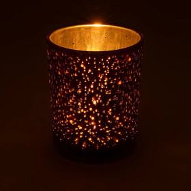 Photophore givré/métallique Ganesha -- 10x12,5 cm