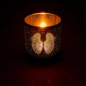 Photophore métallique Ailes d’ange -- 7,3x8 cm