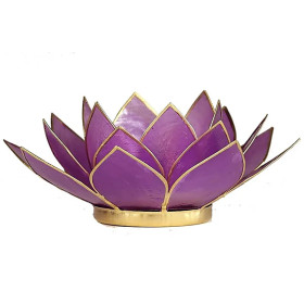 Bougeoir Lotus lilas avec les bords couleur or -- 13.5 cm