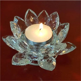 Bougeoir Lotus cristal M -- 4.5x11 cm