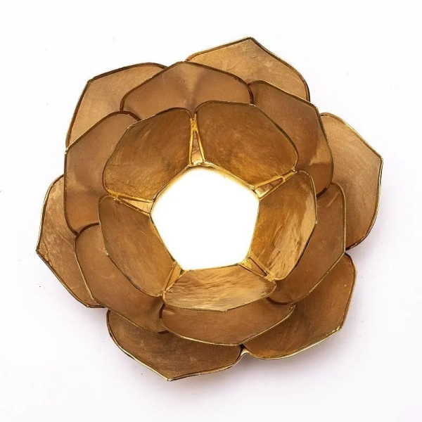 Lumière d'ambiance pétale Lotus fumé/beige bordure or --13.5cm