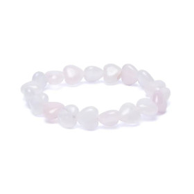 Bracelet coeurs de quartz rose élastique -- 10mm