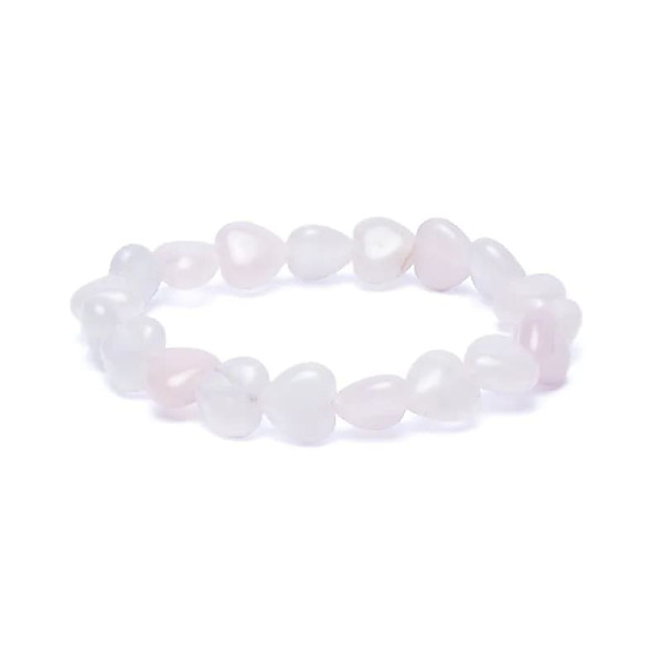 Bracelet coeurs de quartz rose élastique -- 10mm
