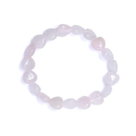 Bracelet coeurs de quartz rose élastique -- 10mm