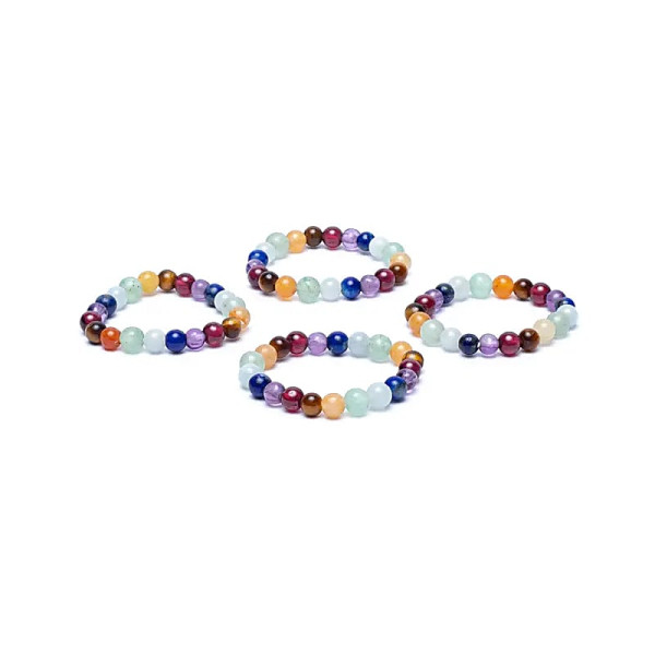 Bague élastique pierres 7 chakra  -- 3mm