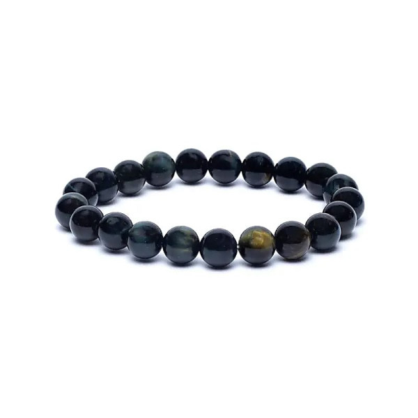 Bracelet élastique oeil de tigre bleu -- 8mm