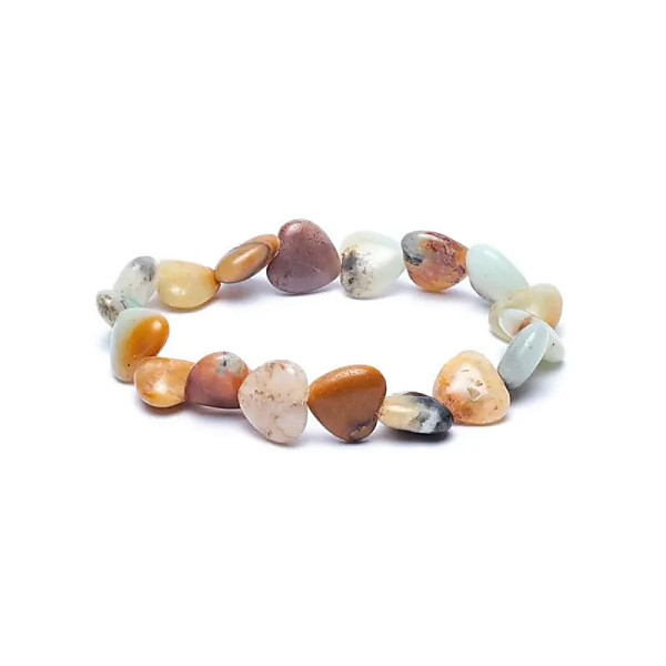 Bracelet élastique coeurs amazonite -- 10mm