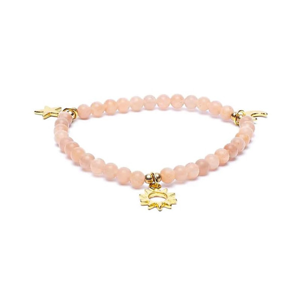 Bracelet élastique pierre de soleil breloque étoile/lune/soleil perles 4mm