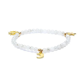 Bracelet élastique pierre de lune breloque étoile/lune/soleil perles 4mm