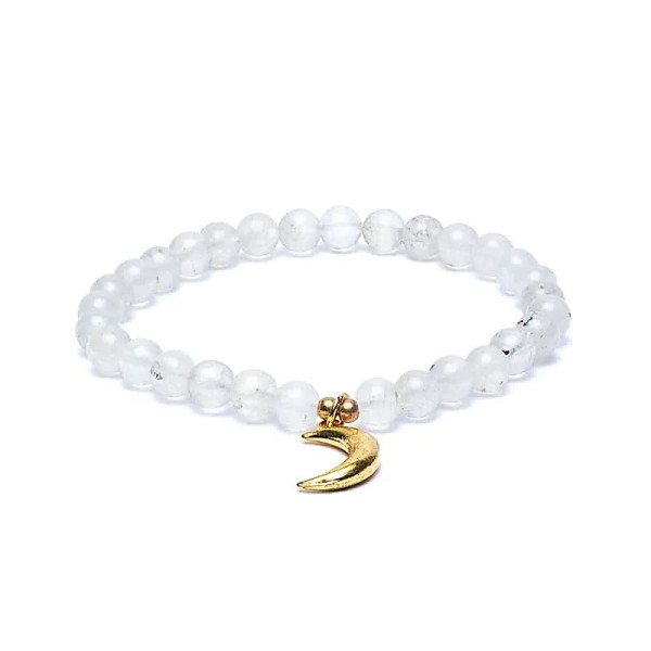 Bracelet élastique pierre de lune breloque lune perles 6mm