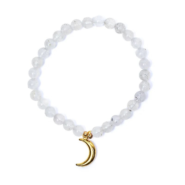 Bracelet élastique pierre de lune breloque lune perles 6mm